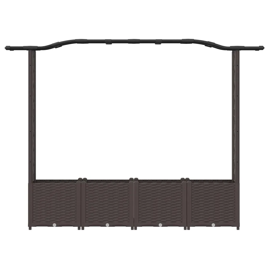 Lit Élevé avec Treillis et Toit Marron 204 x 40 x 138 cm PP - 4