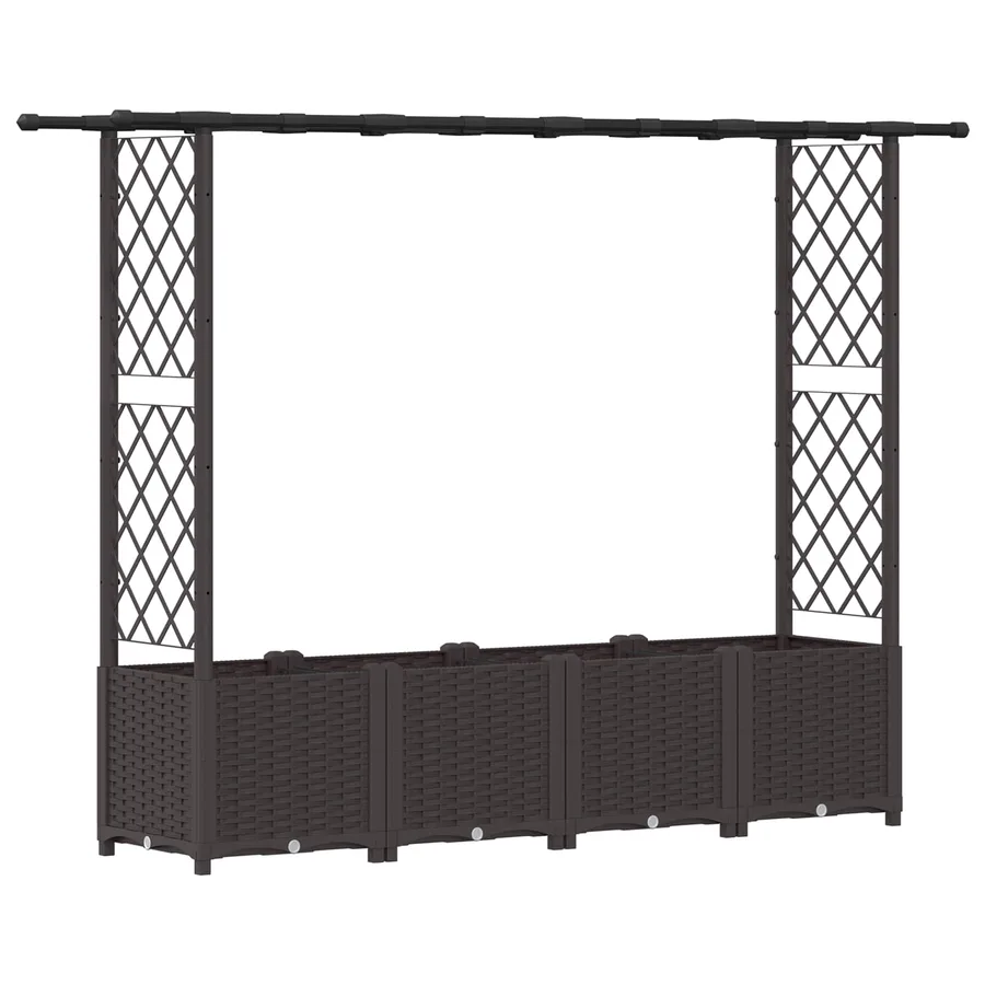 Lit Élevé avec Treillis et Toit Marron 203 x 40 x 136 cm PP - 2