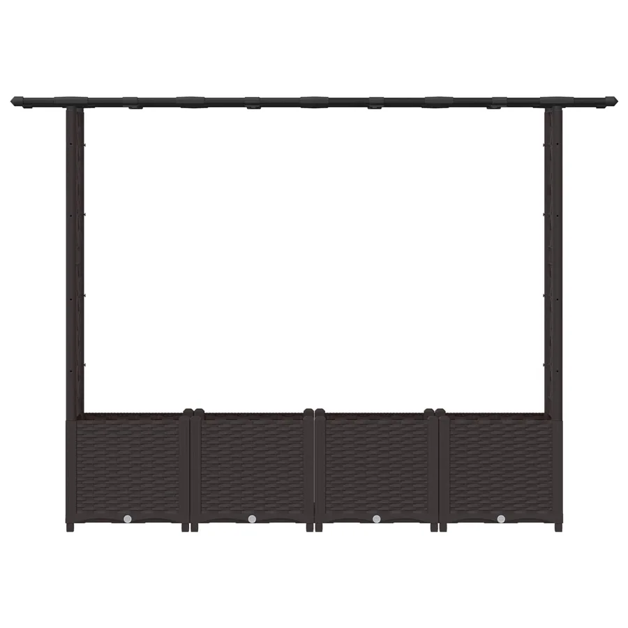 Lit Élevé avec Treillis et Toit Marron 203 x 40 x 136 cm PP - 4