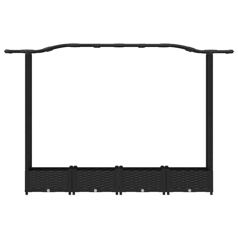 Lit Élevé avec Treillis et Toit Noir 207 x 40 x 123 cm PP - 4