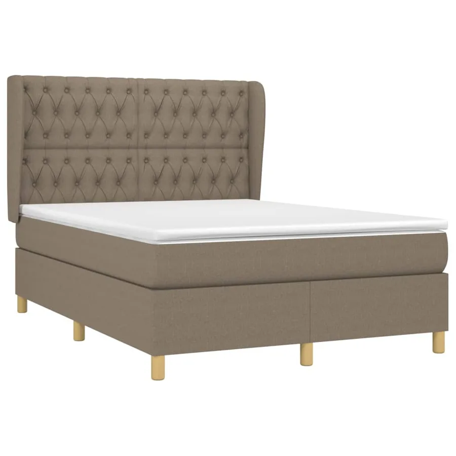 Sommier à lattes de lit avec matelas Taupe 140x200 cm Tissu - 3