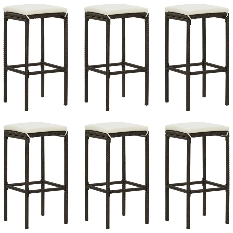 Ensemble de bar de jardin 7 pcs coussins Résine tressée Marron - 6
