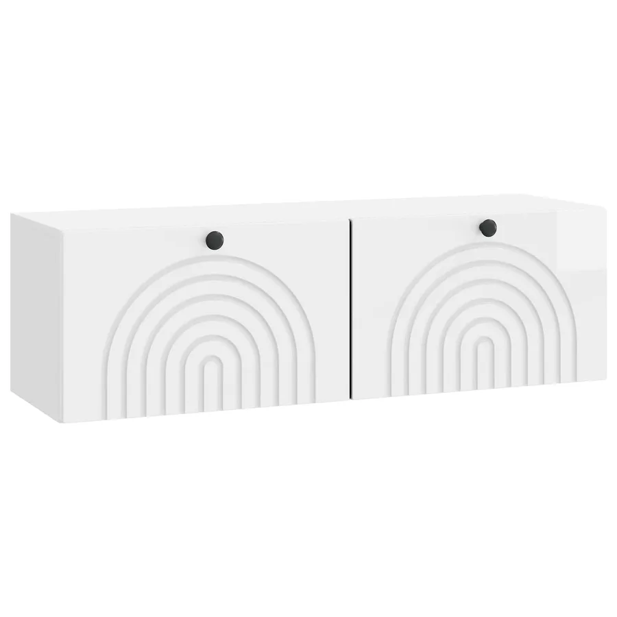 Meuble TV mural Montage mural Blanc brillant 98 x 31 x 30 cm - 2