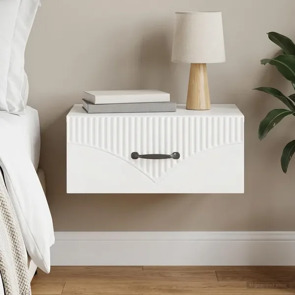 Cabinet de chevet mural Blanc brillant 49 x 34,5 x 20 cm