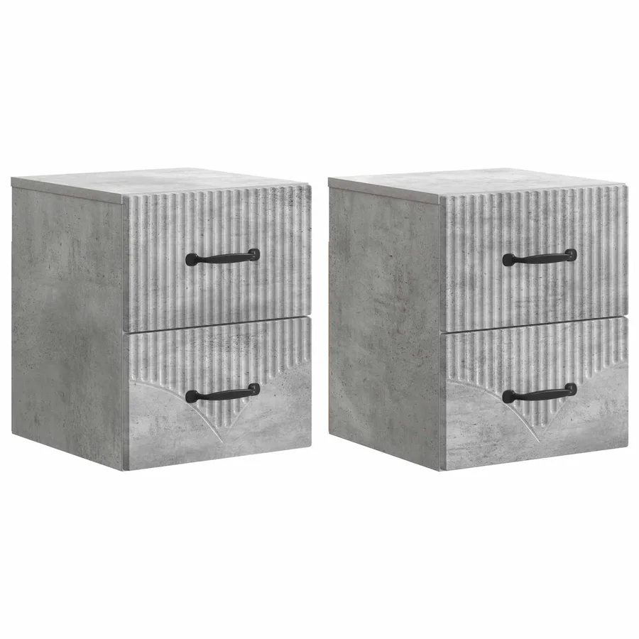 Cabinet de chevet mural 2 pcs Gris béton 34,5 x 33 x 40 cm - 2