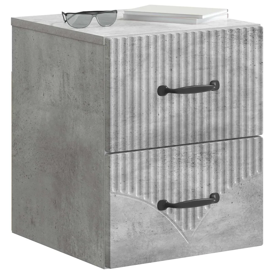 Cabinet de chevet mural 2 pcs Gris béton 34,5 x 33 x 40 cm - 3