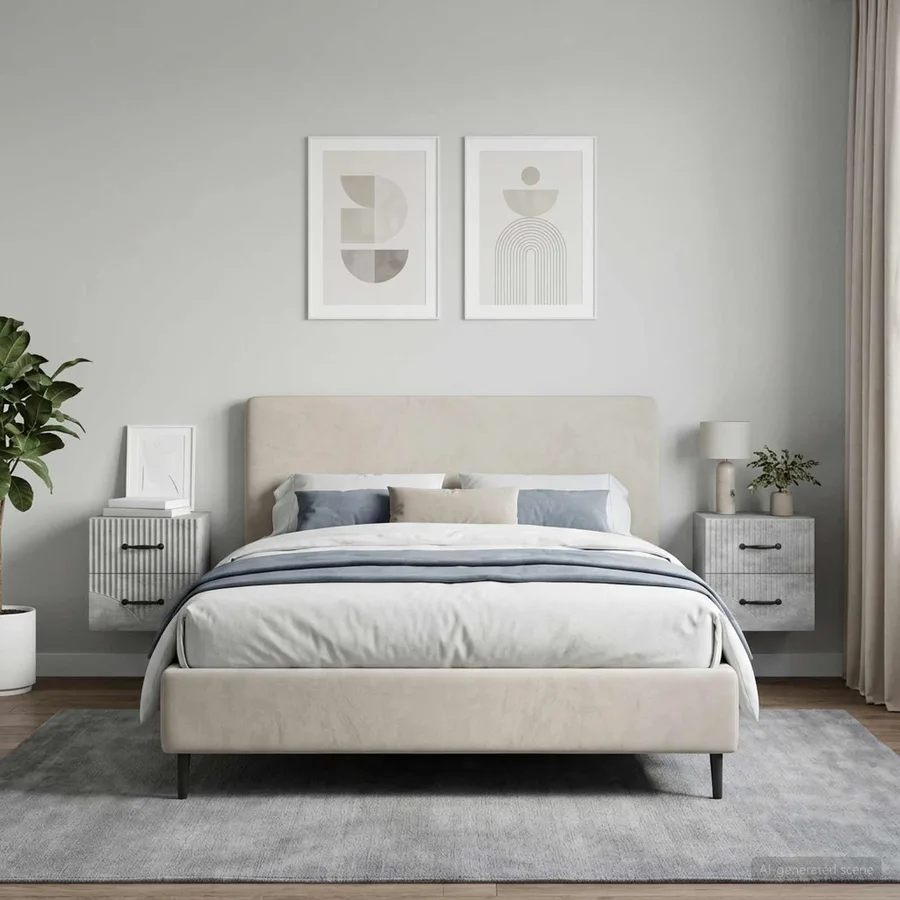 Cabinet de chevet mural 2 pcs Gris béton 34,5 x 33 x 40 cm - 4