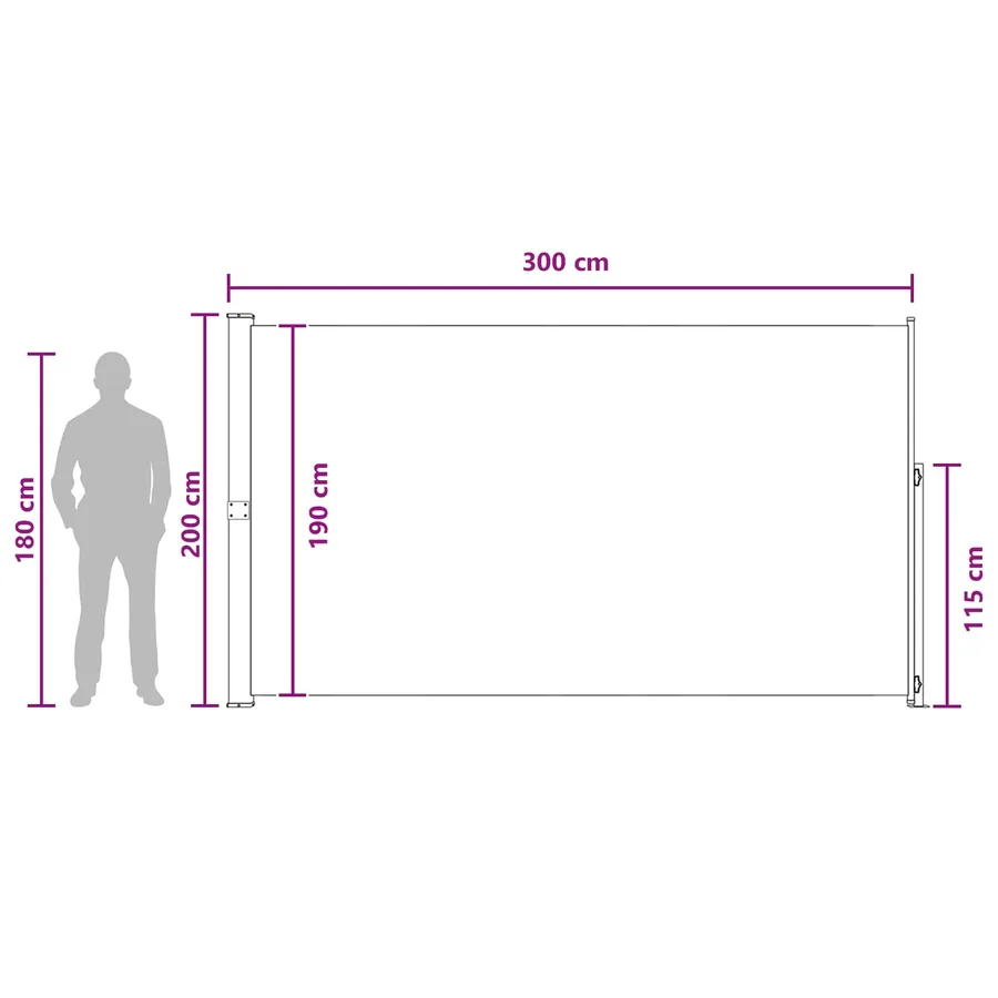 Store latéral rétractable 200 x 300 cm 100% polyester fer acier - 7