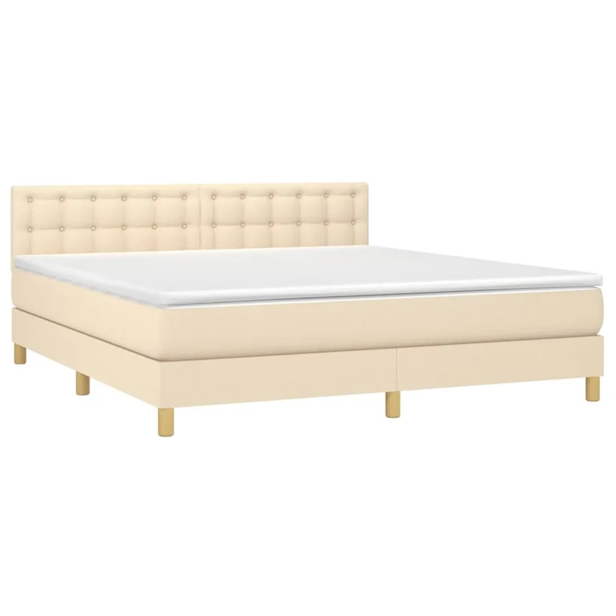 Sommier à lattes de lit avec matelas LED Crème 180x200 cm Tissu - 3