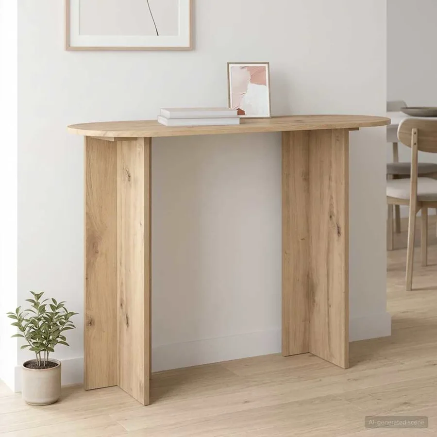 Table console Chêne artisanal 100 x 39,5 x 75 cm - 4