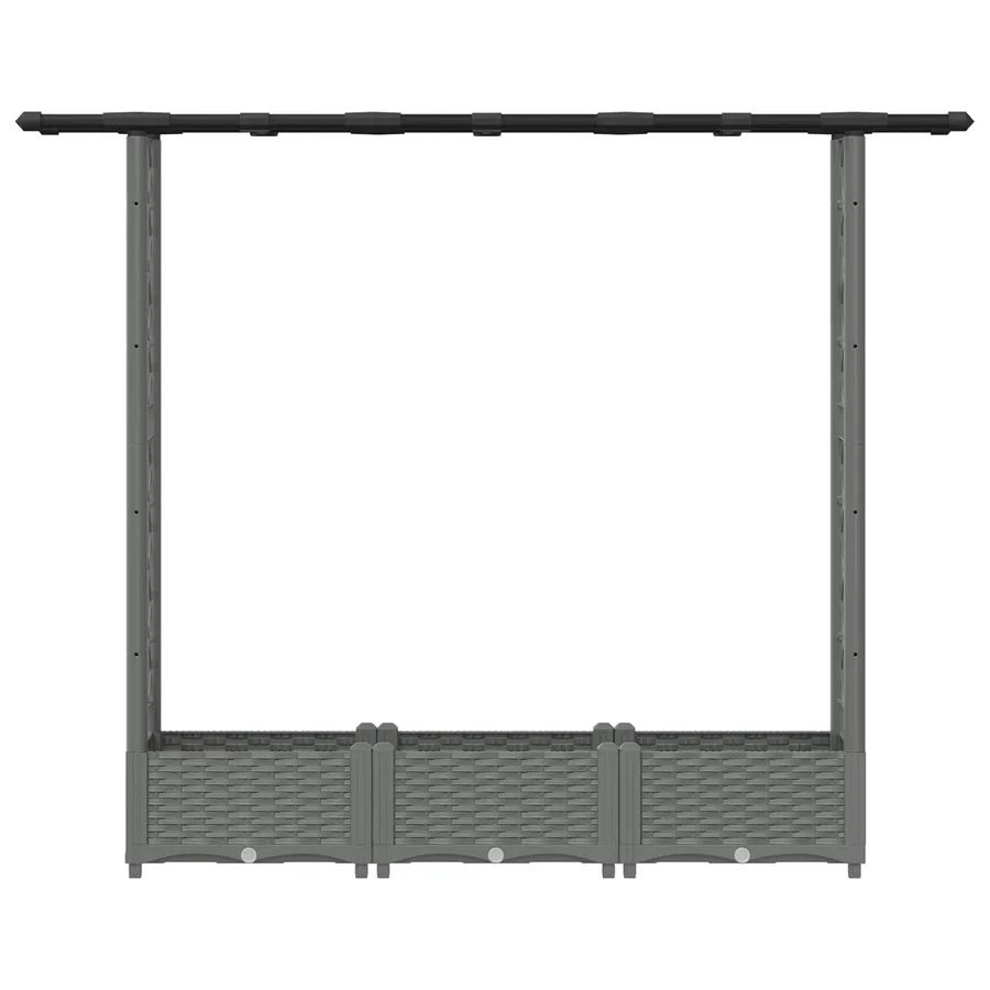 Lit Élevé avec Treillis et Toit Gris clair 164 x 40 x 121 cm PP - 4