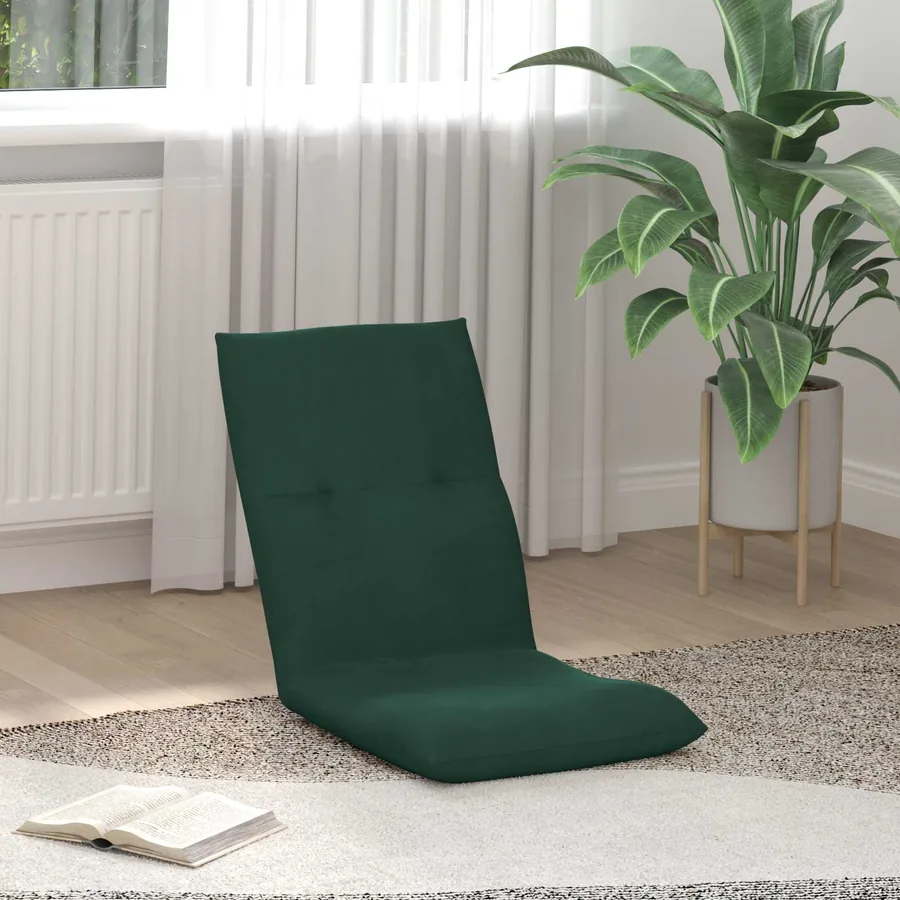 Fauteuil de sol ajustable Vert foncé Velours