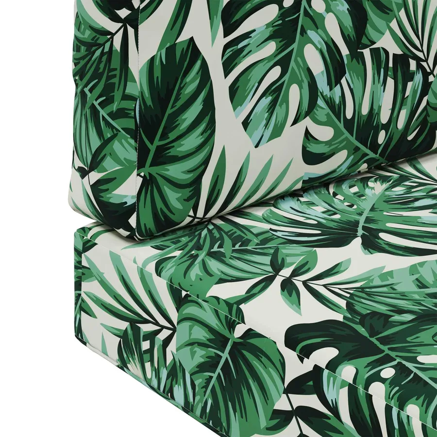 Coussin de canapé d'extérieur 3 pcs Motif feuille Polyester - 9