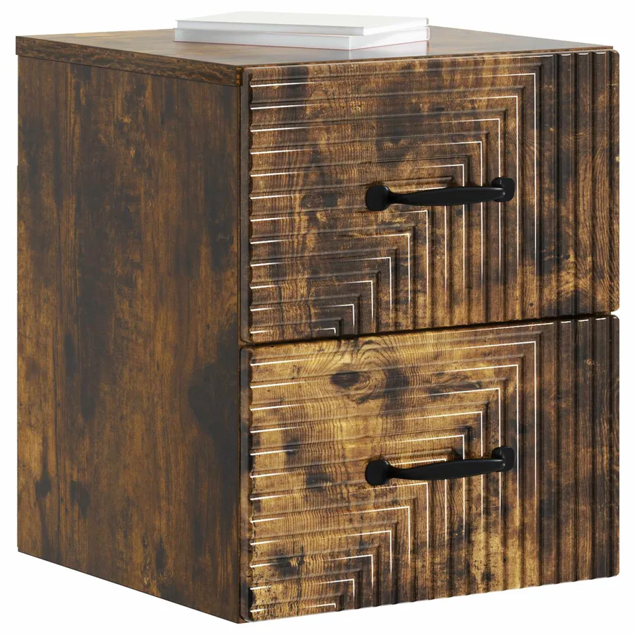 Cabinet de chevet mural 2 pcs Chêne fumé 34,5 x 33 x 40 cm - 3