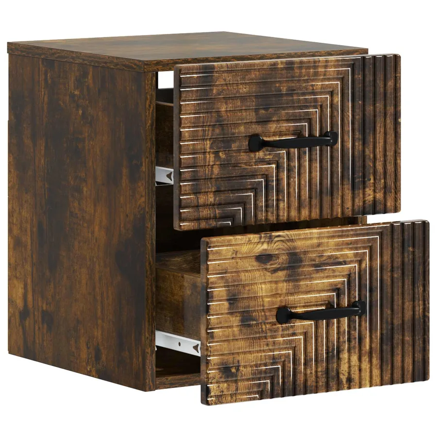 Cabinet de chevet mural 2 pcs Chêne fumé 34,5 x 33 x 40 cm - 6