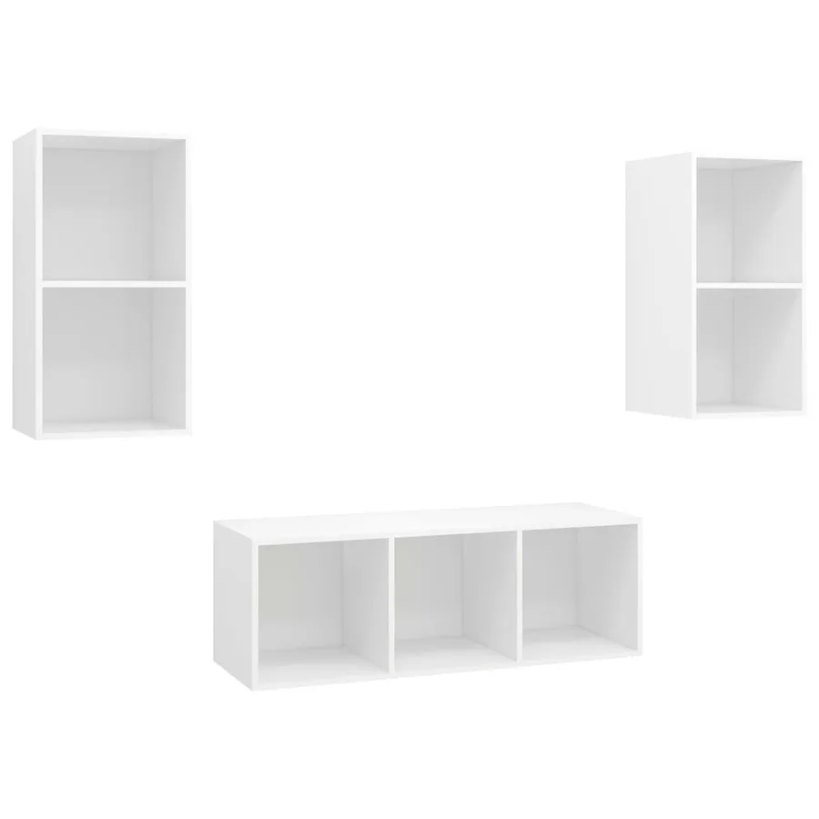Ensemble de meuble TV 3 pcs Blanc Bois d'ingénierie - 2