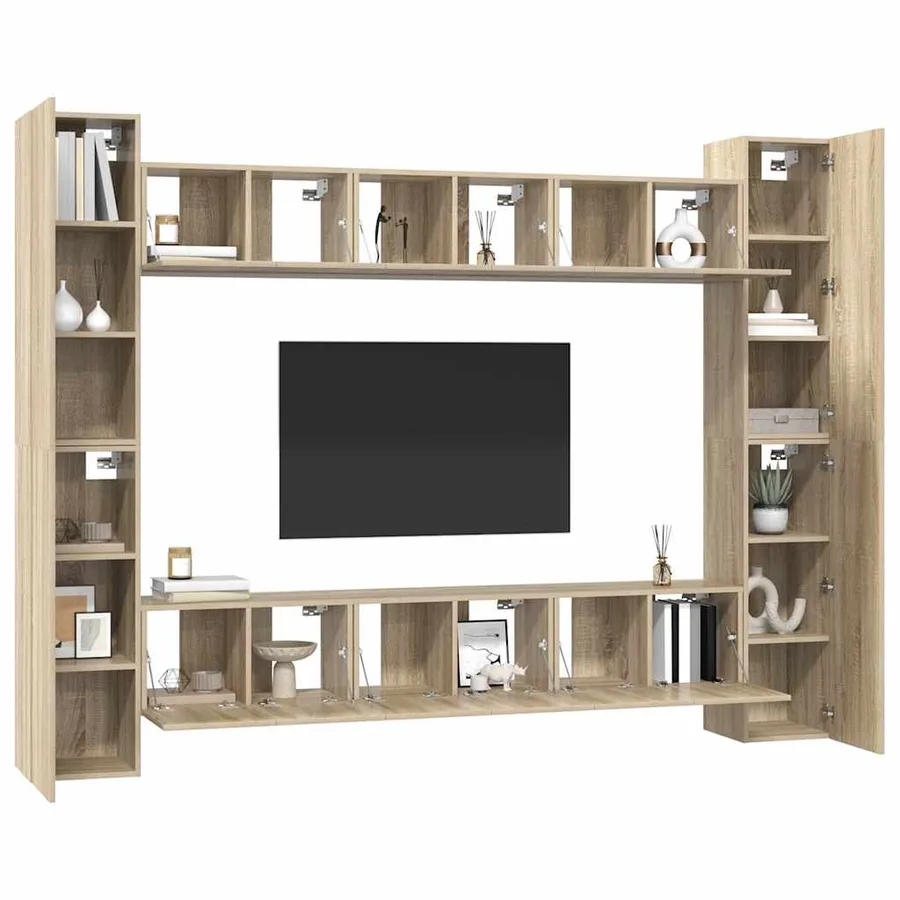Ensemble de meubles TV 10 pcs Chêne sonoma Bois d'ingénierie - 3