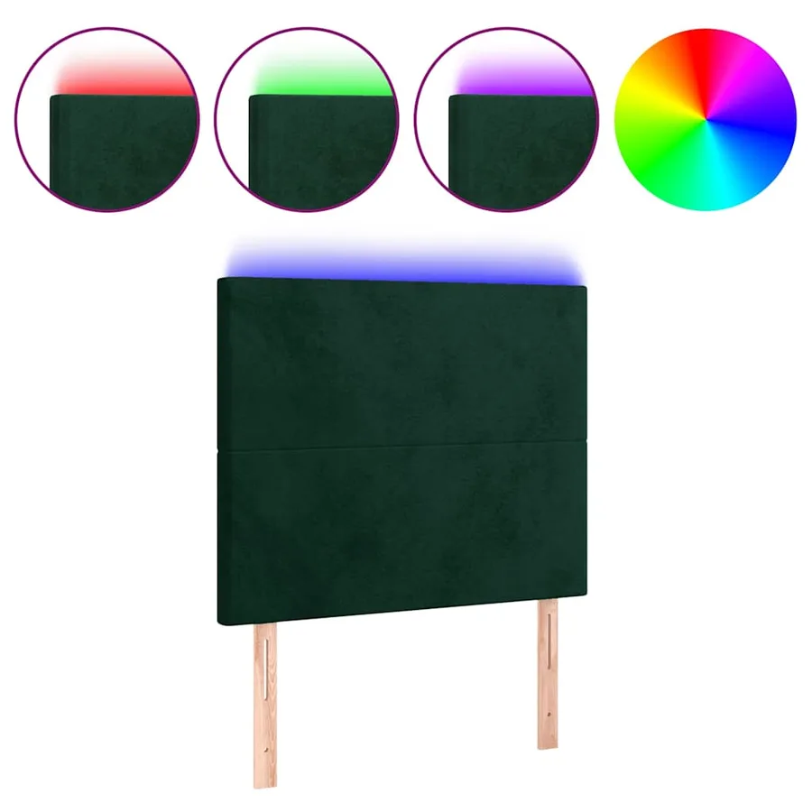 Tête de lit à LED Vert foncé 100x5x118/128 cm Velours - 2