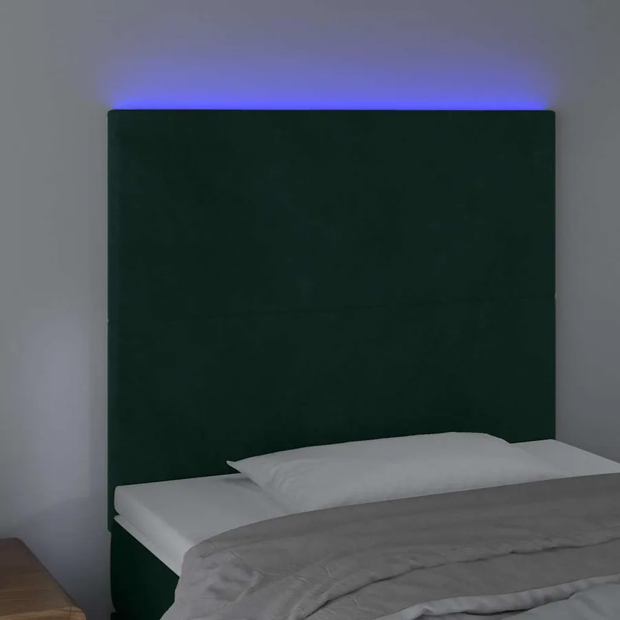 Tête de lit à LED Vert foncé 100x5x118/128 cm Velours - 3