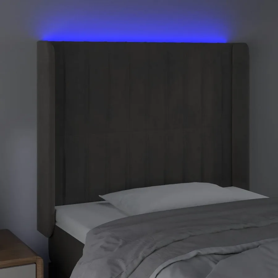 Tête de lit à LED Gris foncé 103x16x118/128 cm Velours - 4