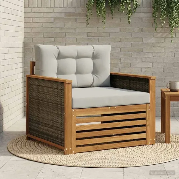 Sofa de milieu extérieur Bois d'Acacia Massif Naturel