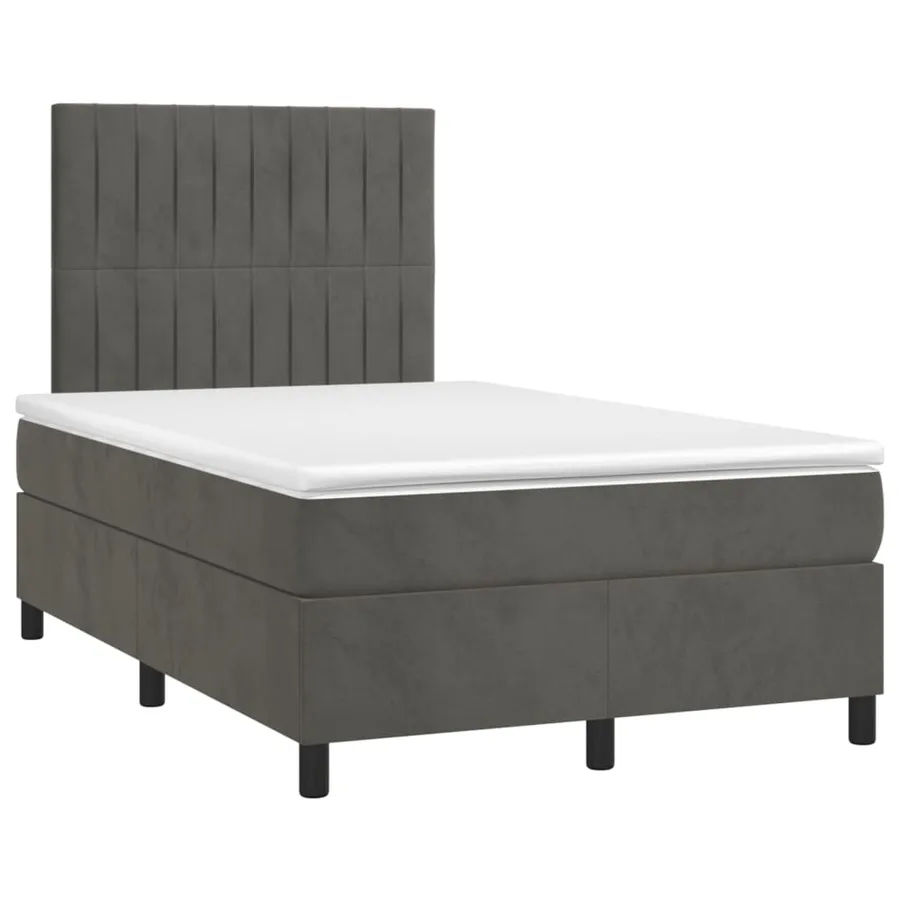 Sommier à lattes de lit avec matelas LED Gris foncé 120x200 cm - 3