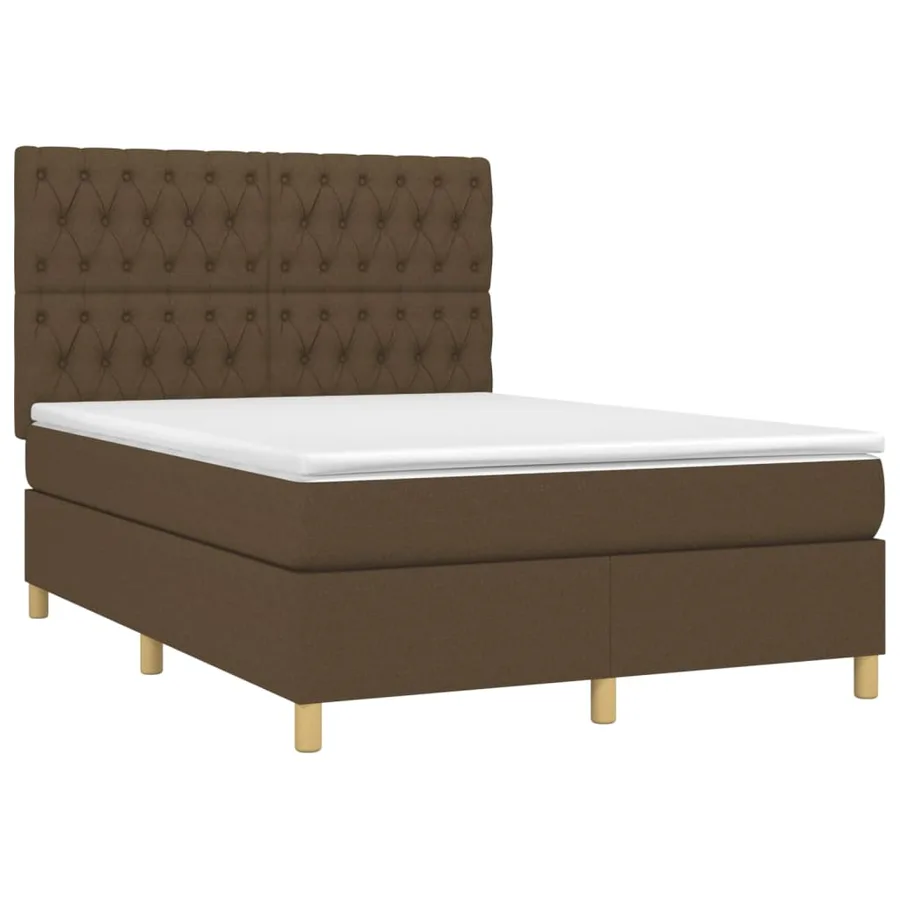 Sommier à lattes de lit matelas et LED Marron foncé 140x200 cm - 3