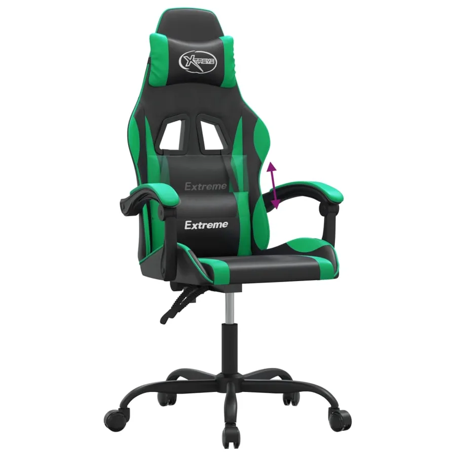 Chaise de jeu Noir et vert Similicuir - 7