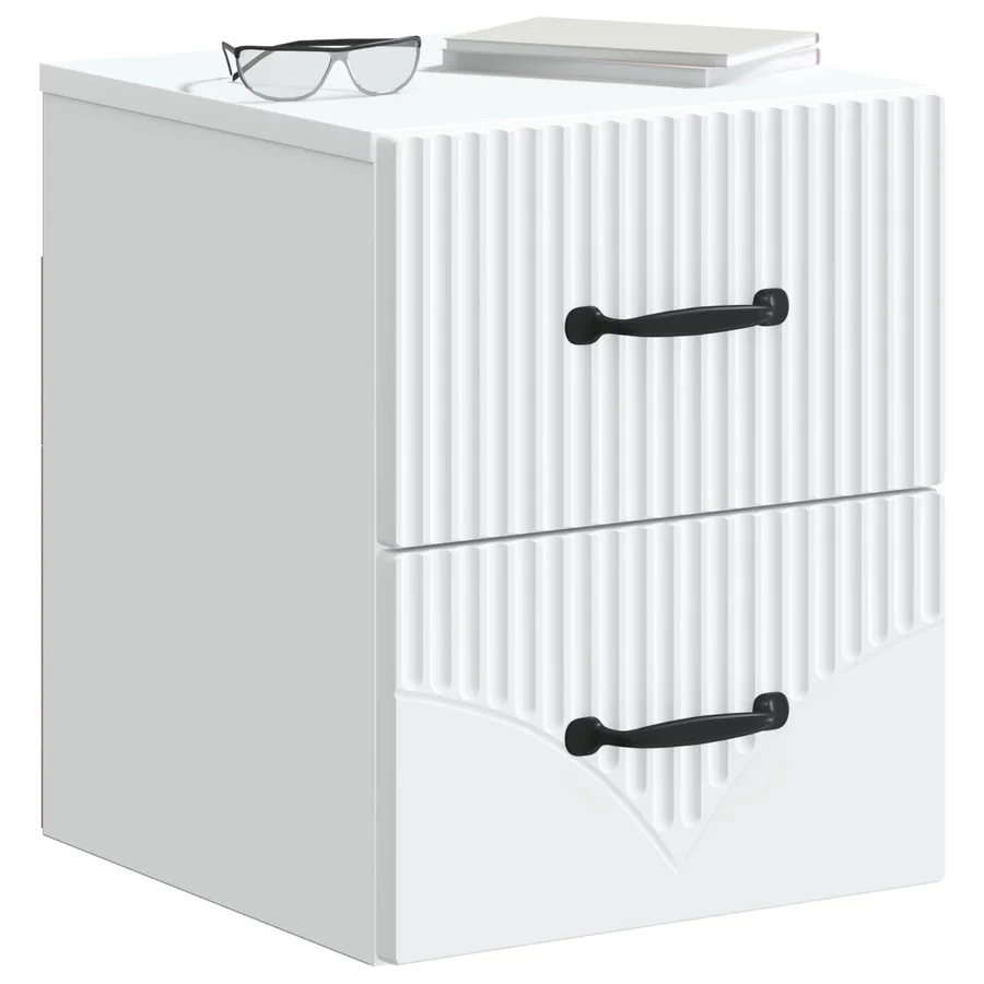Cabinet de chevet mural avec tiroir Blanc 34,5 x 33 x 40 cm - 3