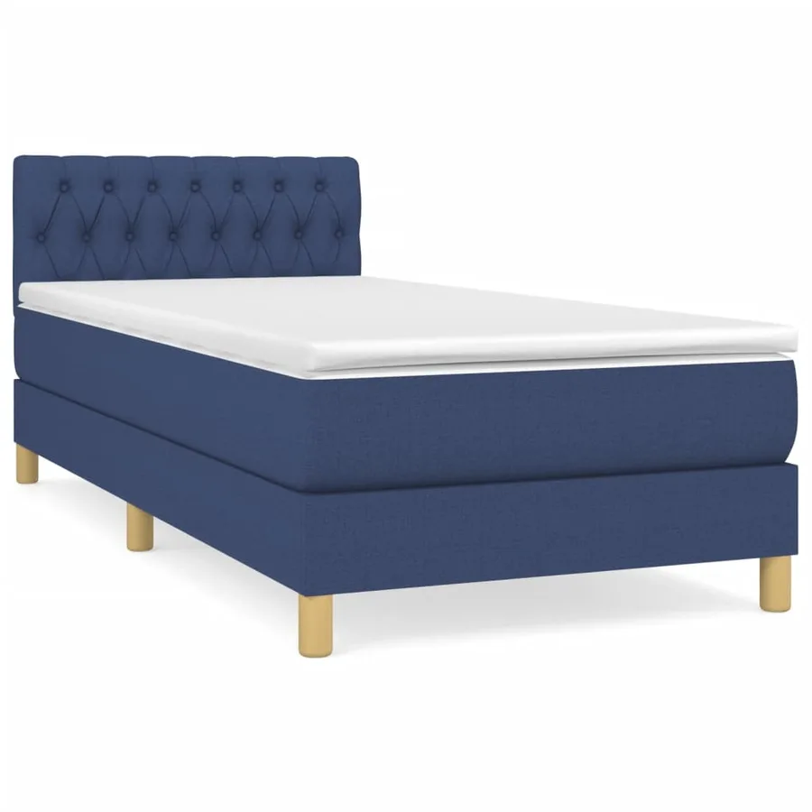 Sommier à lattes de lit avec matelas Bleu 90x190 cm Tissu - 2