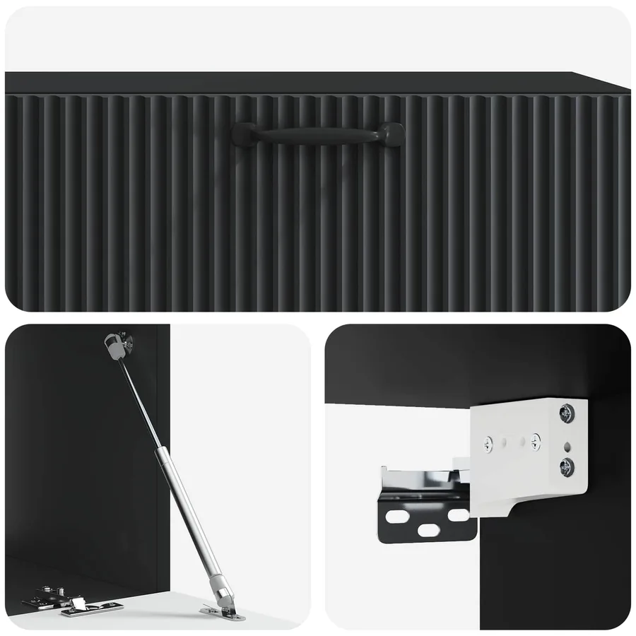 Meuble TV mural Noir 98 x 41 x 30 cm Bois d'ingénierie - 9
