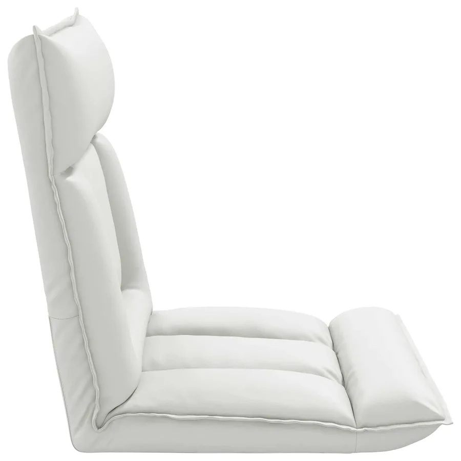 Fauteuil de sol ajustable Blanc Simili cuir - 5