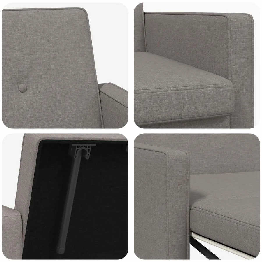 Canapé-lit escamotable Taupe Tissu - 10