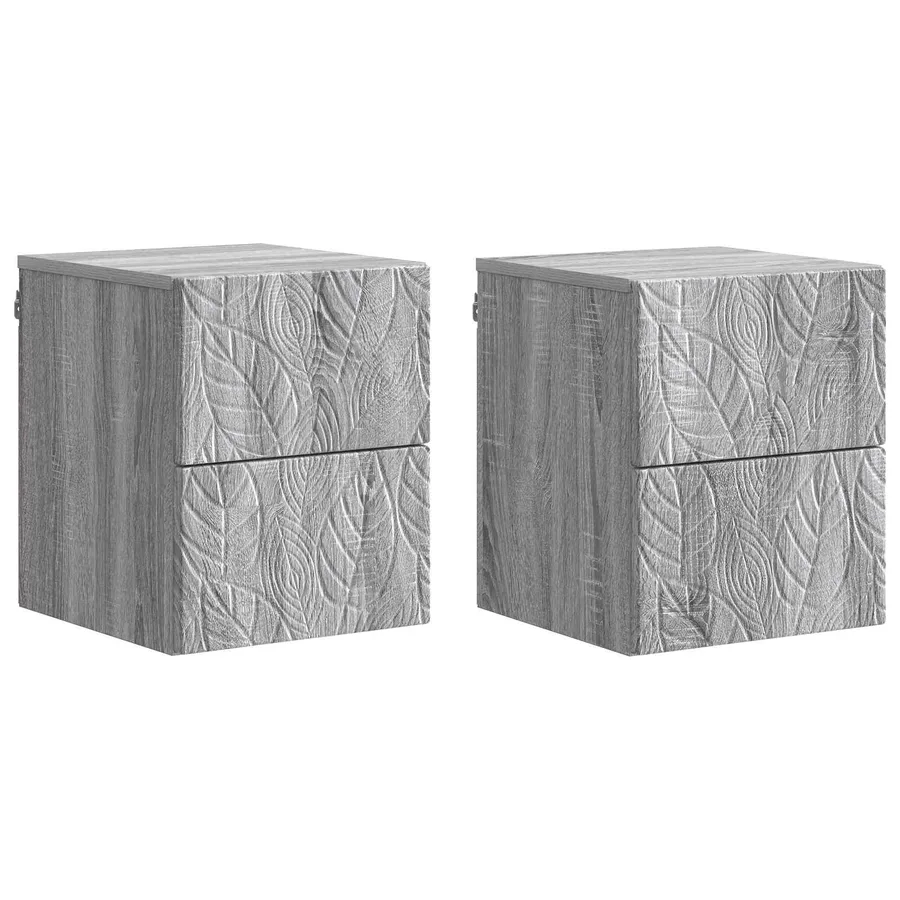 Cabinet de chevet mural 2 pcs Sonoma gris 34,5 x 33 x 40 cm - 2