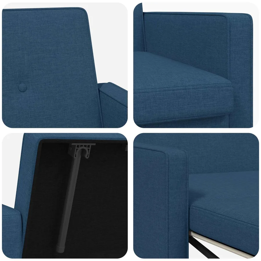 Canapé-lit escamotable Bleu Tissu - 10