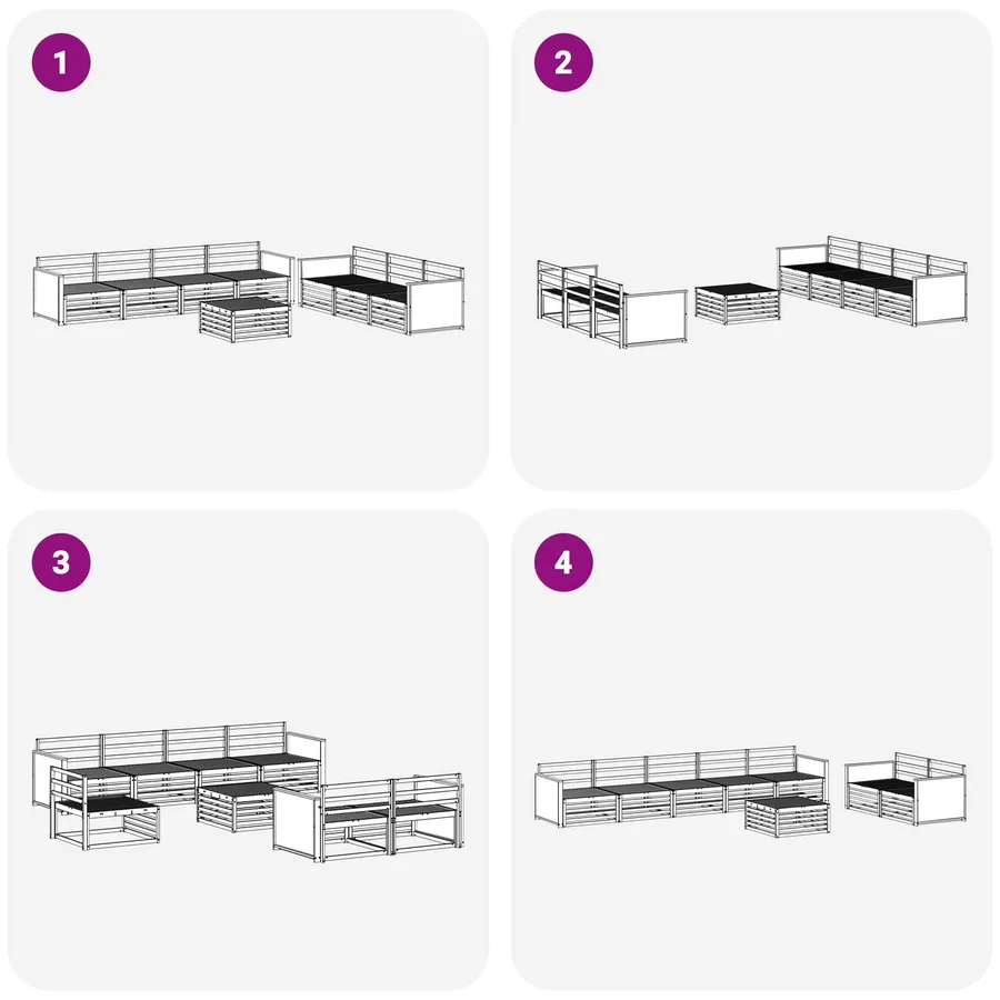 Ensemble de canapés d'extérieur 8 pcs Naturel 79 x 79 x 37 cm - 7