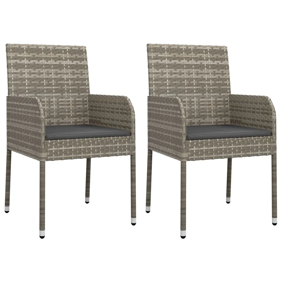 Ensemble à manger jardin 3pcs avec coussins noir et gris - 4