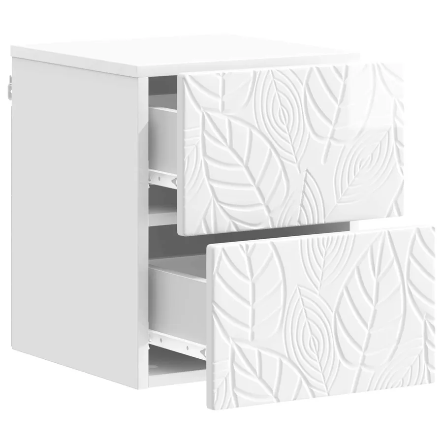 Cabinet de chevet mural Blanc brillant 34,5 x 33 x 40 cm - 3
