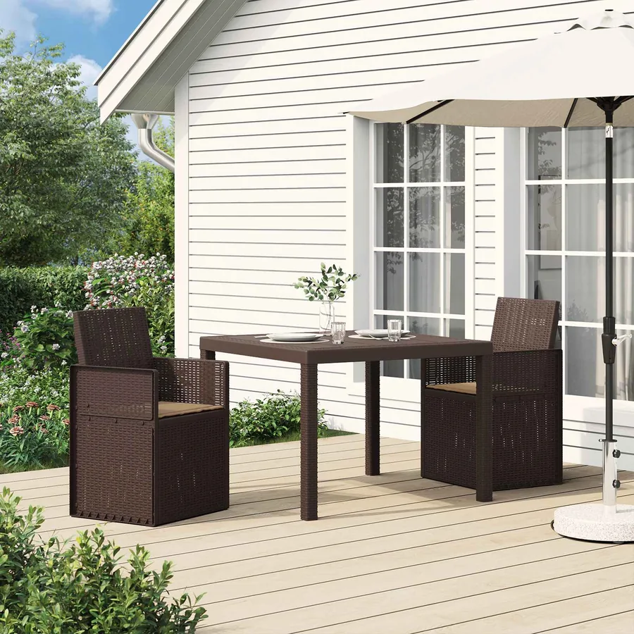 Chaises de jardin salle à manger 2 pcs Marron et gris clair PP - 27
