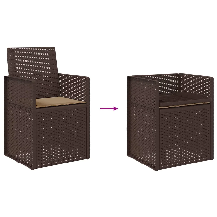 Chaises de jardin salle à manger 2 pcs Marron et gris clair PP - 35