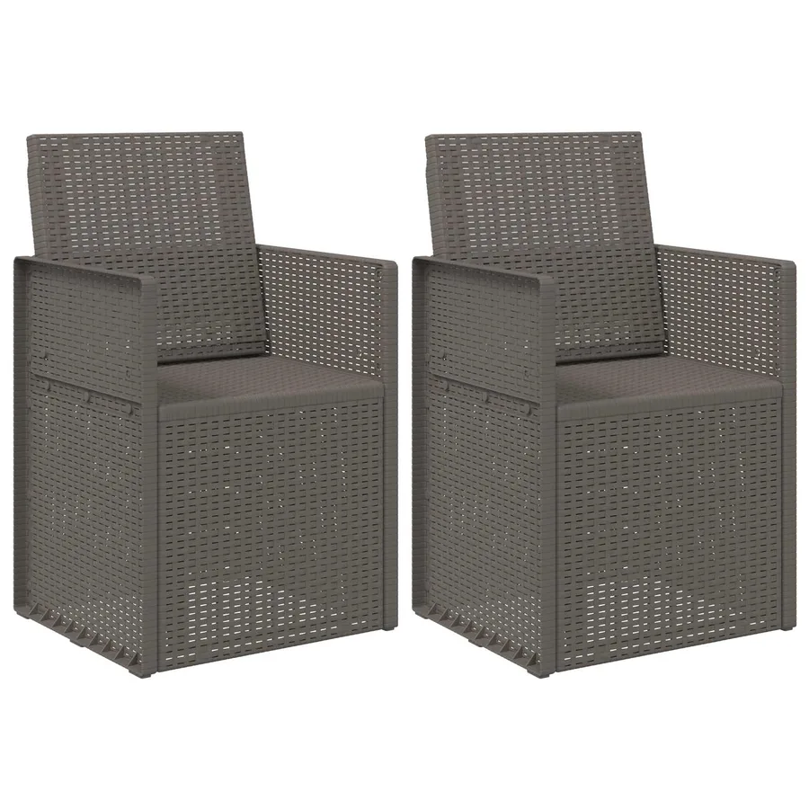Chaises de jardin salle à manger 2 pcs Marron et gris clair PP - 67