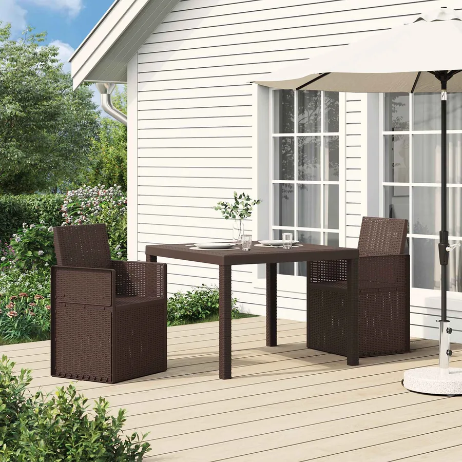 Chaises de jardin salle à manger 2 pcs Marron et gris clair PP - 78