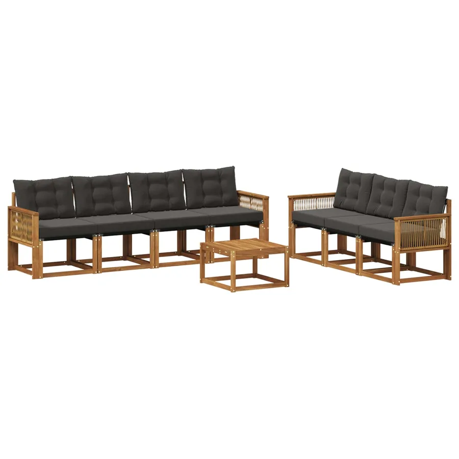 Ensemble de canapés d'extérieur 8 pcs Naturel et noir - 2