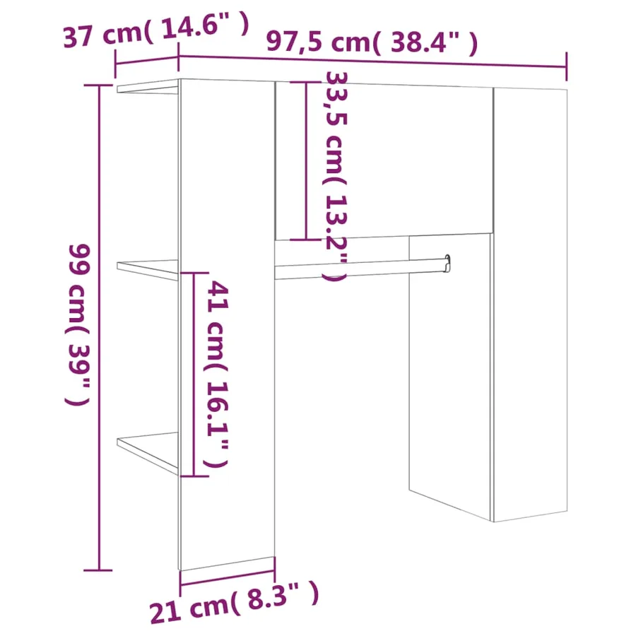 Armoire de couloir Chêne sonoma 97,5x37x99 cm Bois d'ingénierie - 10