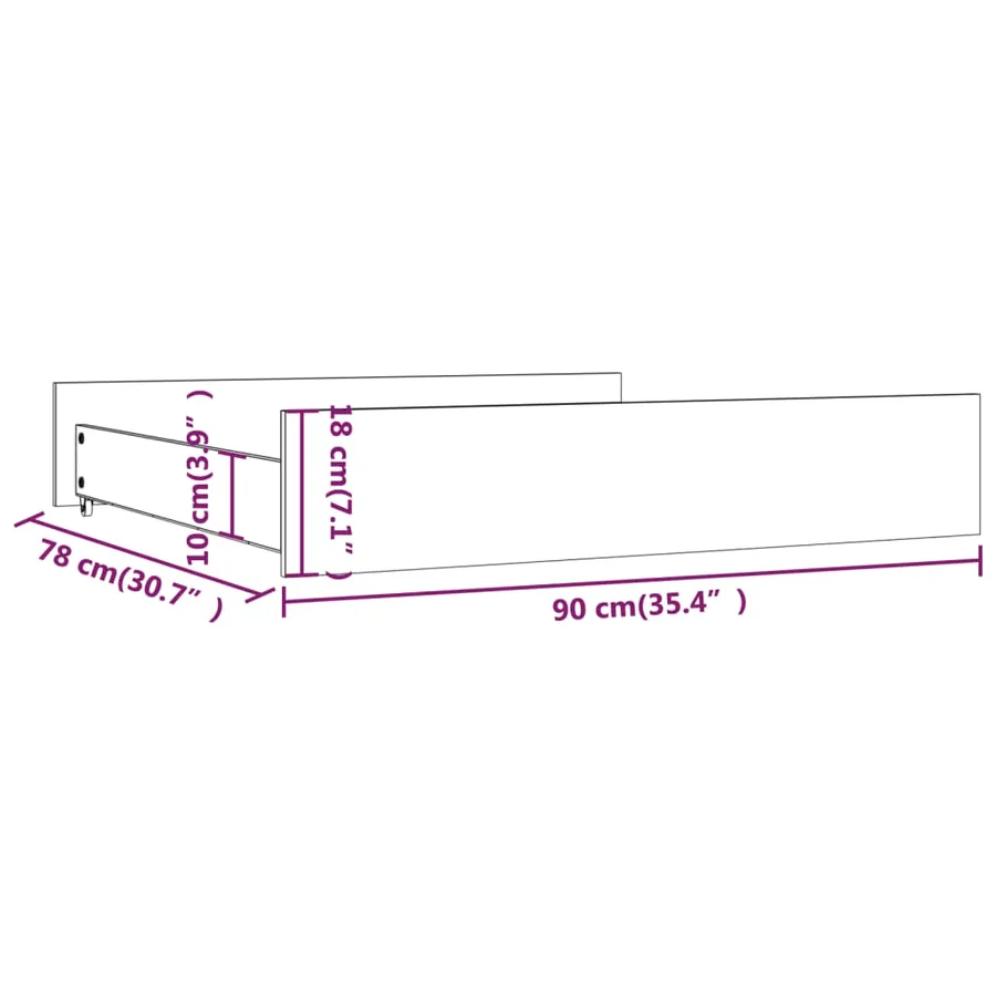 Tiroirs de lit 2 pcs bois de pin massif - 8