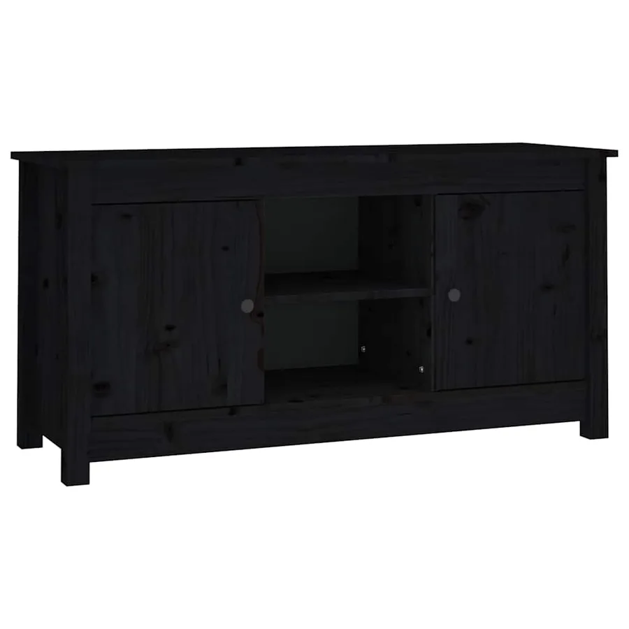 Meuble TV Noir 103x36,5x52 cm Bois de pin massif - 2