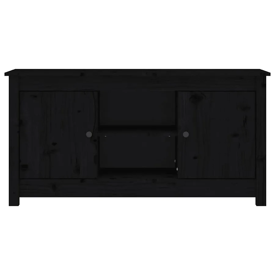 Meuble TV Noir 103x36,5x52 cm Bois de pin massif - 3