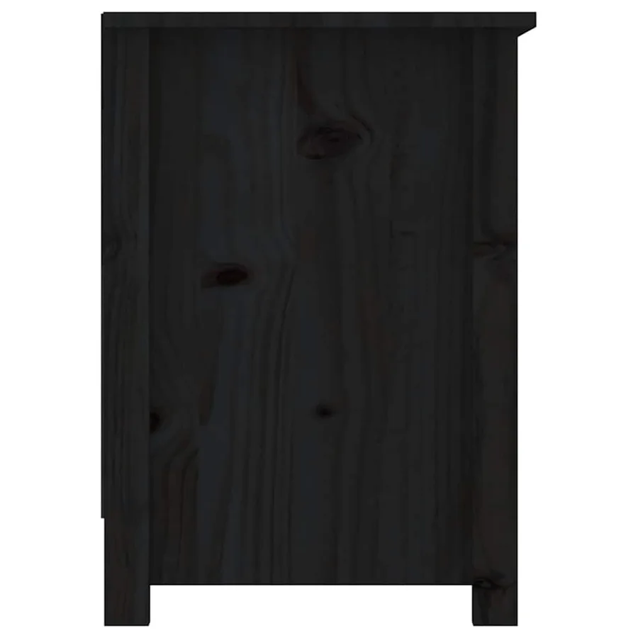Meuble TV Noir 103x36,5x52 cm Bois de pin massif - 5