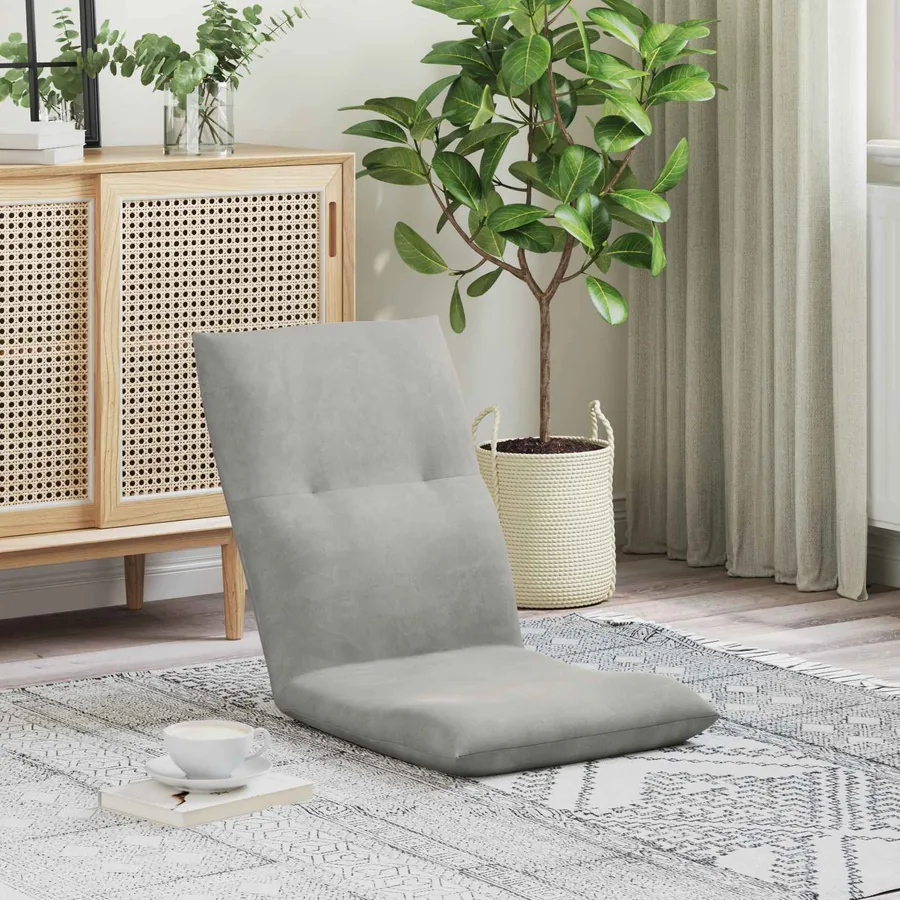 Fauteuil de sol ajustable Gris clair Velours