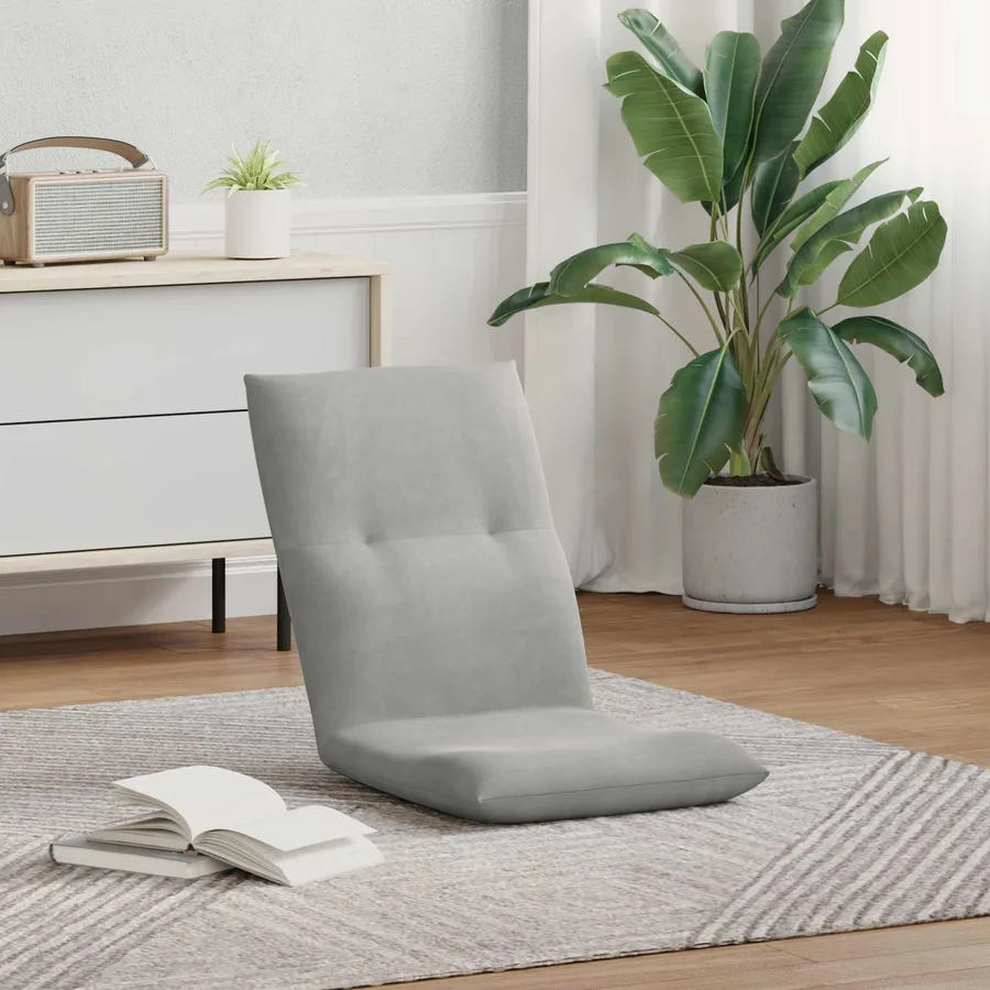 Fauteuil de sol ajustable Gris clair Velours - 3